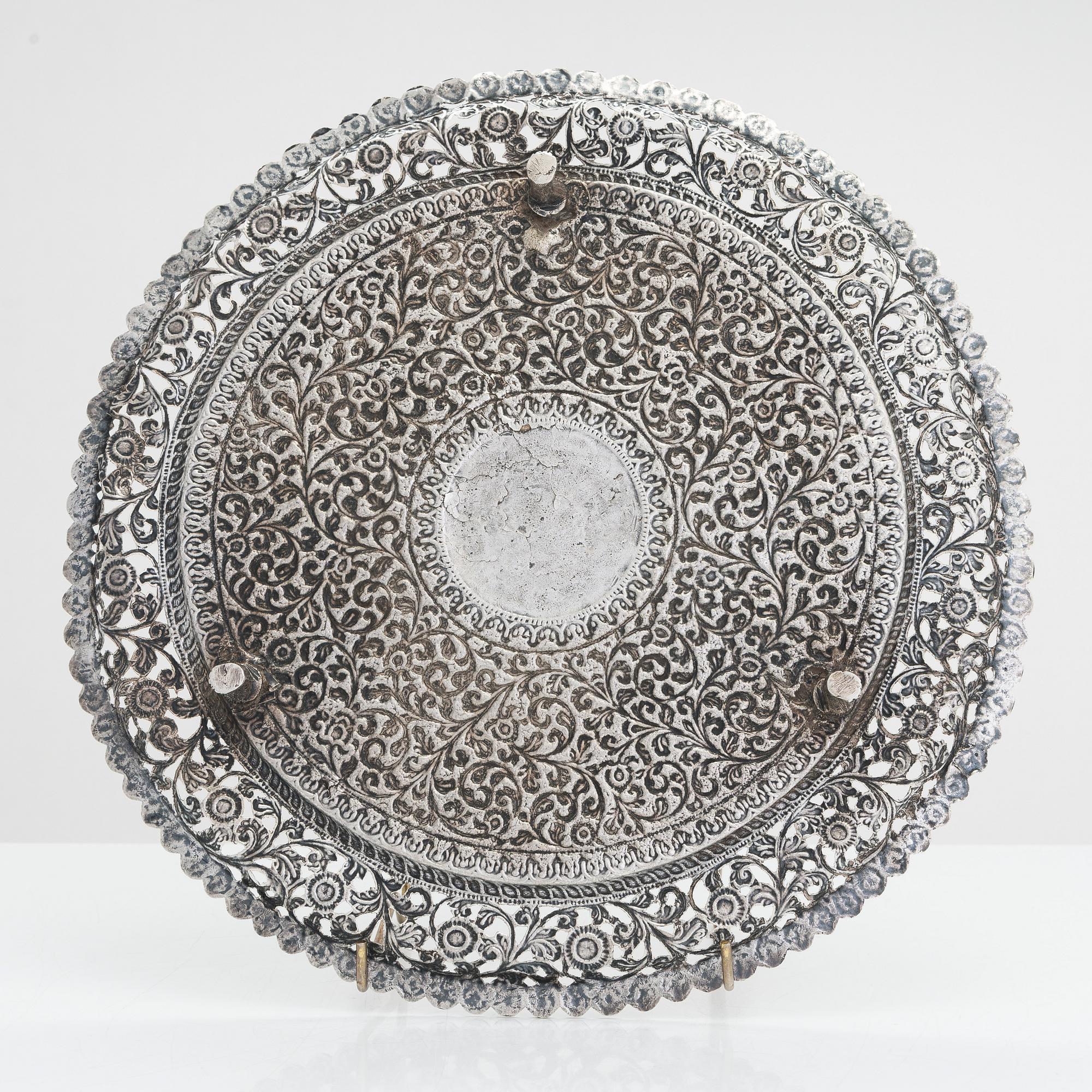 A Indian silver tray, late 19th Century.