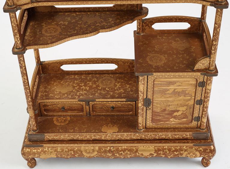 A Japanese lacquered display cabinet, Shodona, 19th Century.