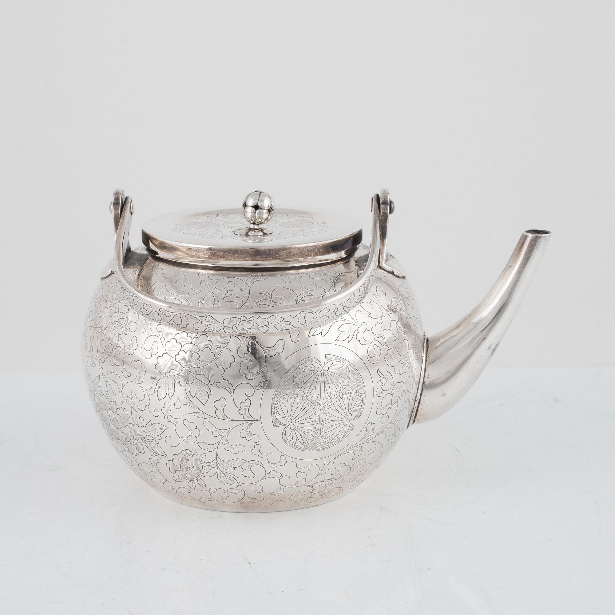 A Japanese Silver Teapot, second quarter of the 20th Century.