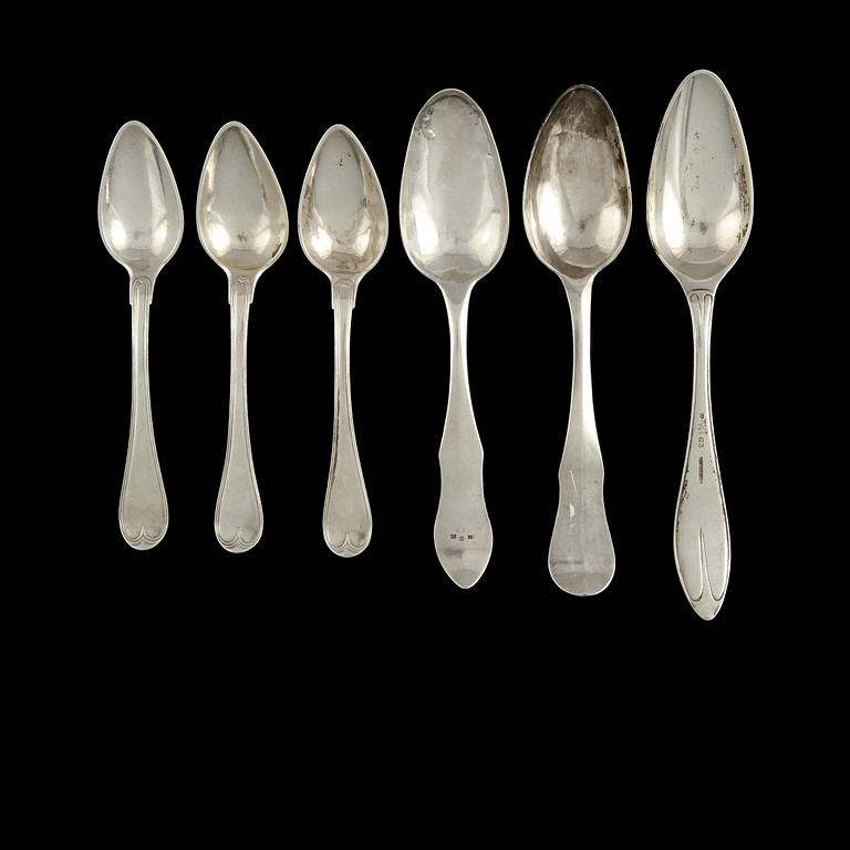 SKEDAR, 6 st, silver, 1800-tal. Vikt 275 g.