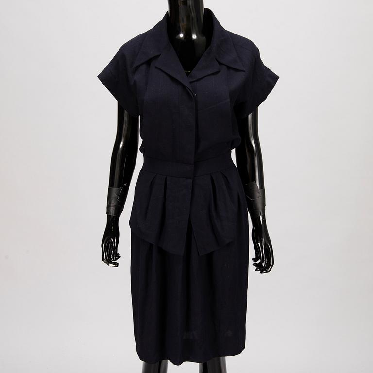 CHANEL Blue Vintage Wool Dress in size 38(FR).