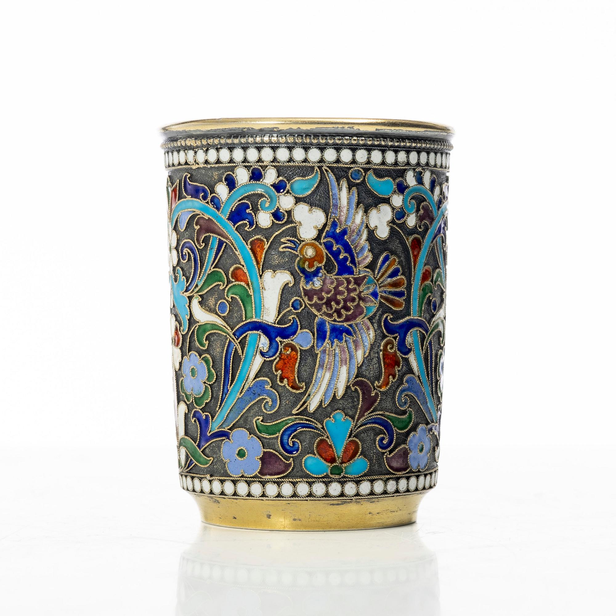 Bägare, silver och emalj, Moskva, Ryssland, tidigt 1900-tal.