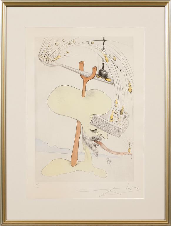 SALVADOR DALÍ, torrnål kolorerad med stencil, signerad och numrerad 15/300.
