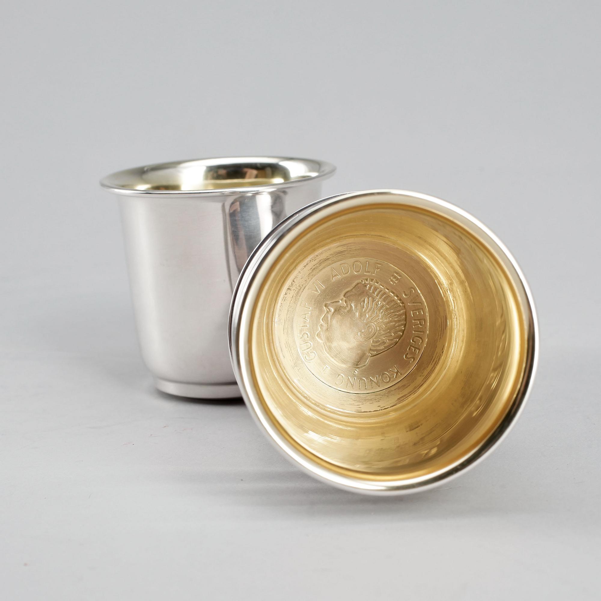 MUGGAR, 6 st, silver, Oscar Waleby, Stockholm, 1968. Total vikt ca 439 g.