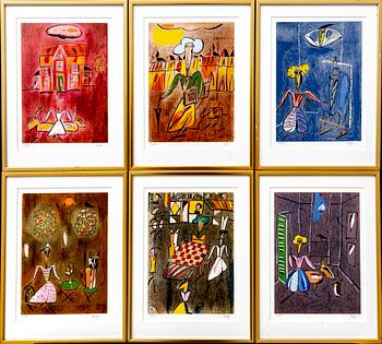 Madeleine Pyk, a set of six lithographs signed and  numbered 91/250.