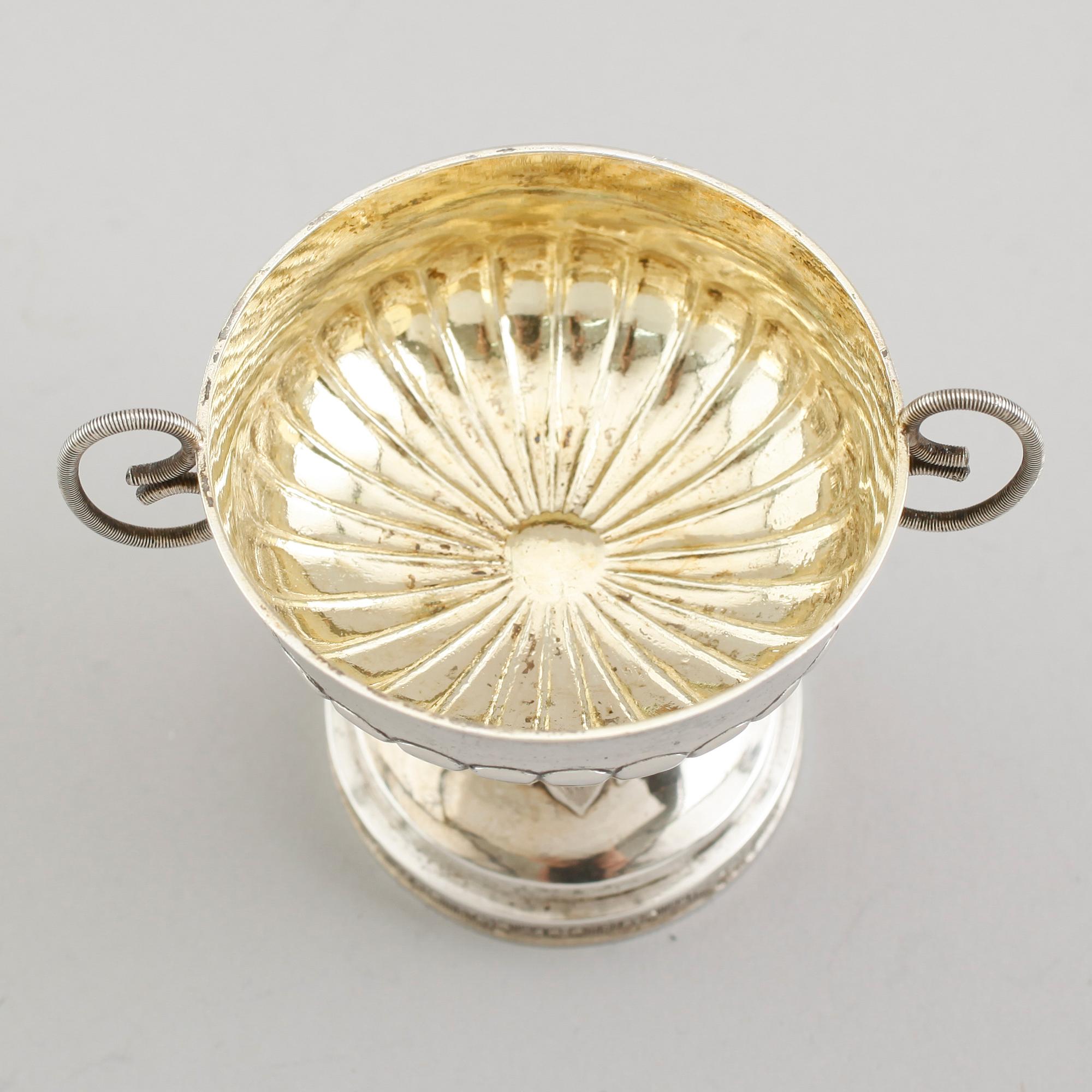 SALTKAR, silver, Michael Olof Barkman, Varberg 1829. Vikt ca 52 gram.