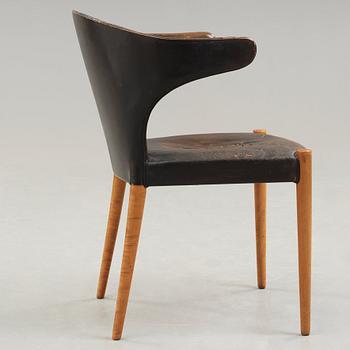 Jacob Kjaer, A Jacob Kjaer mahogany and black leather 'B 47' armchair, Denmark 1954.