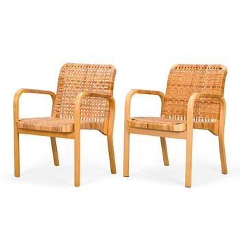 Alvar Aalto, two late 20th century '45' armchairs for Artek.