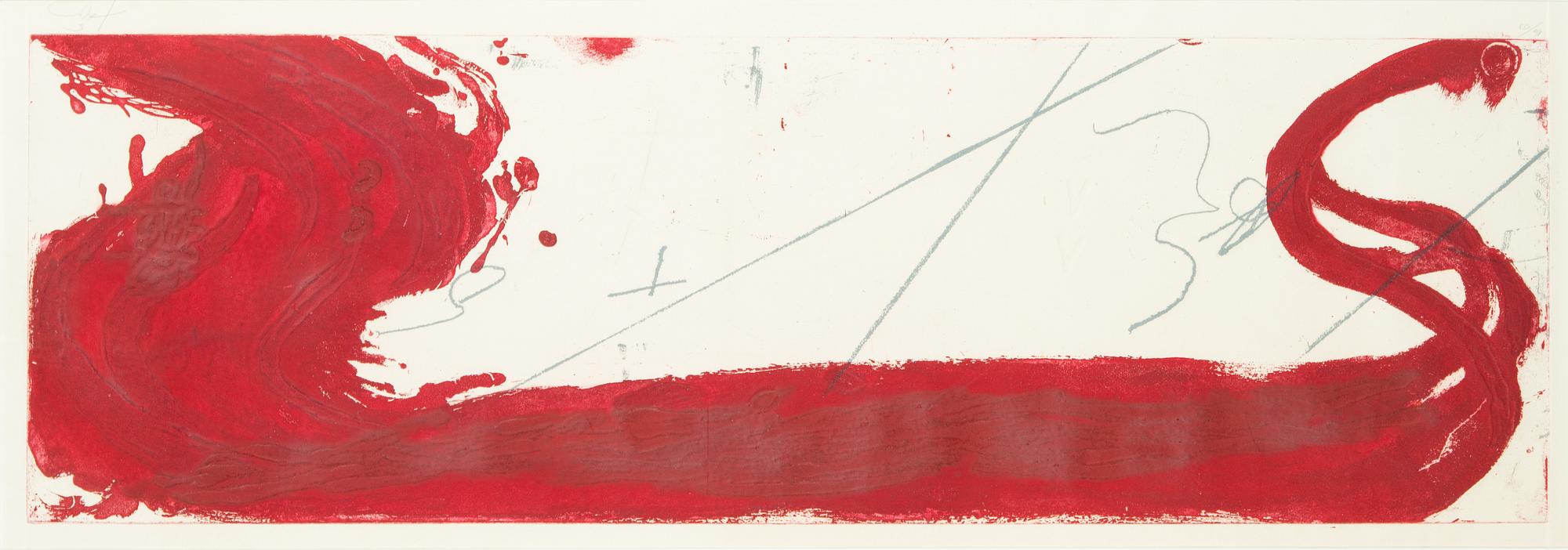 Antoni Tàpies, etching and carborundum, signed and numbered 16/50.