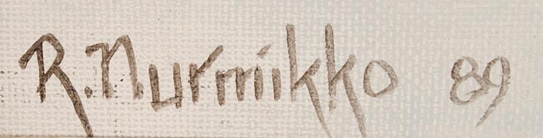 REIMA NURMIKKO, olja på duk, uppfodrad på kartong, signerad och daterad -89.