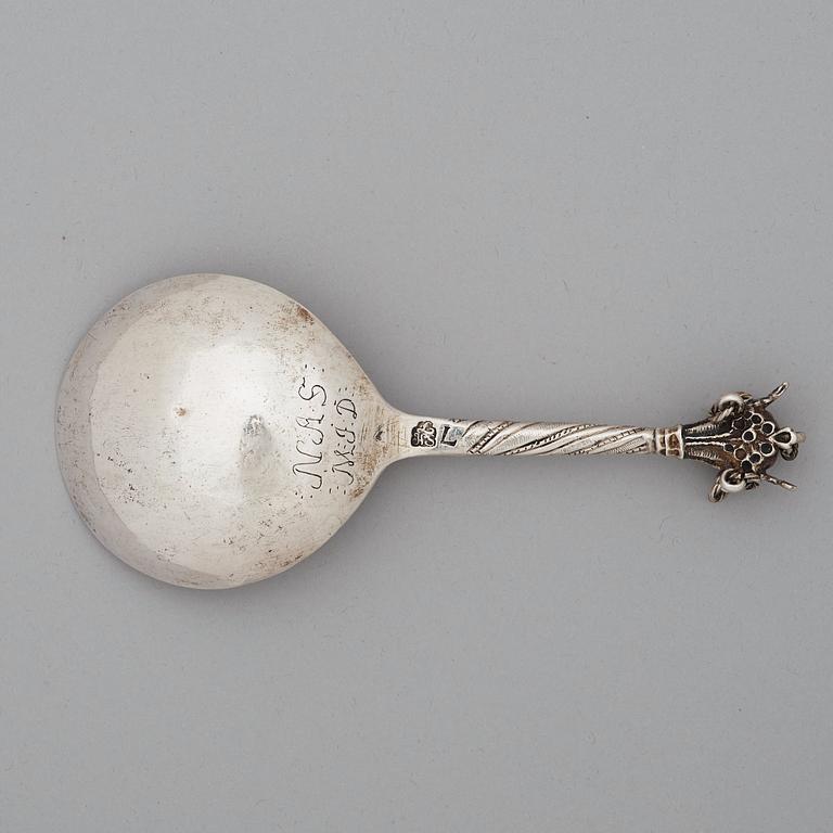 A Swedish mid 18th century silver spoon, marks of Lars Holmström, Lund (1747-1772 (1779)).