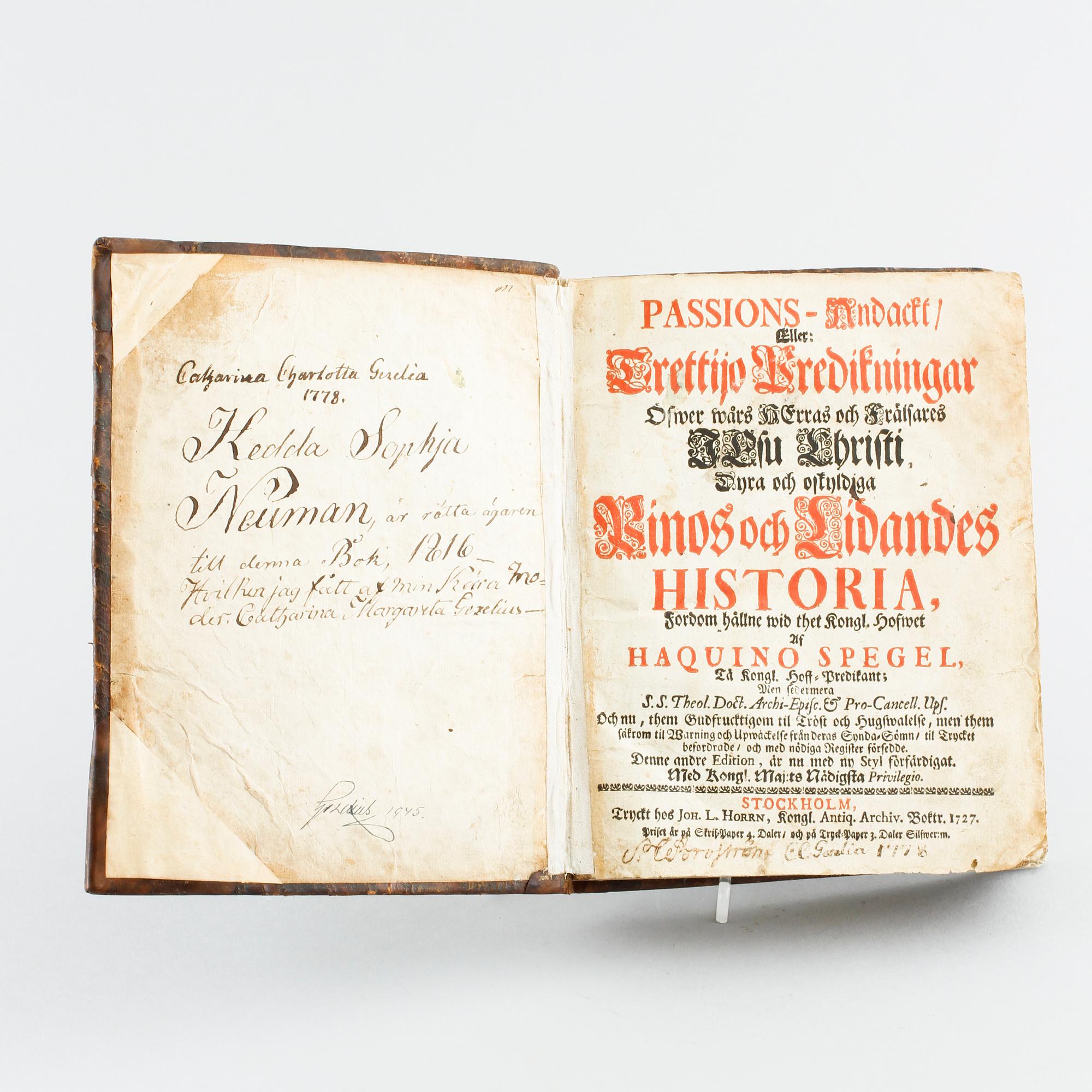 A book by Haquin Spegel from 1727.