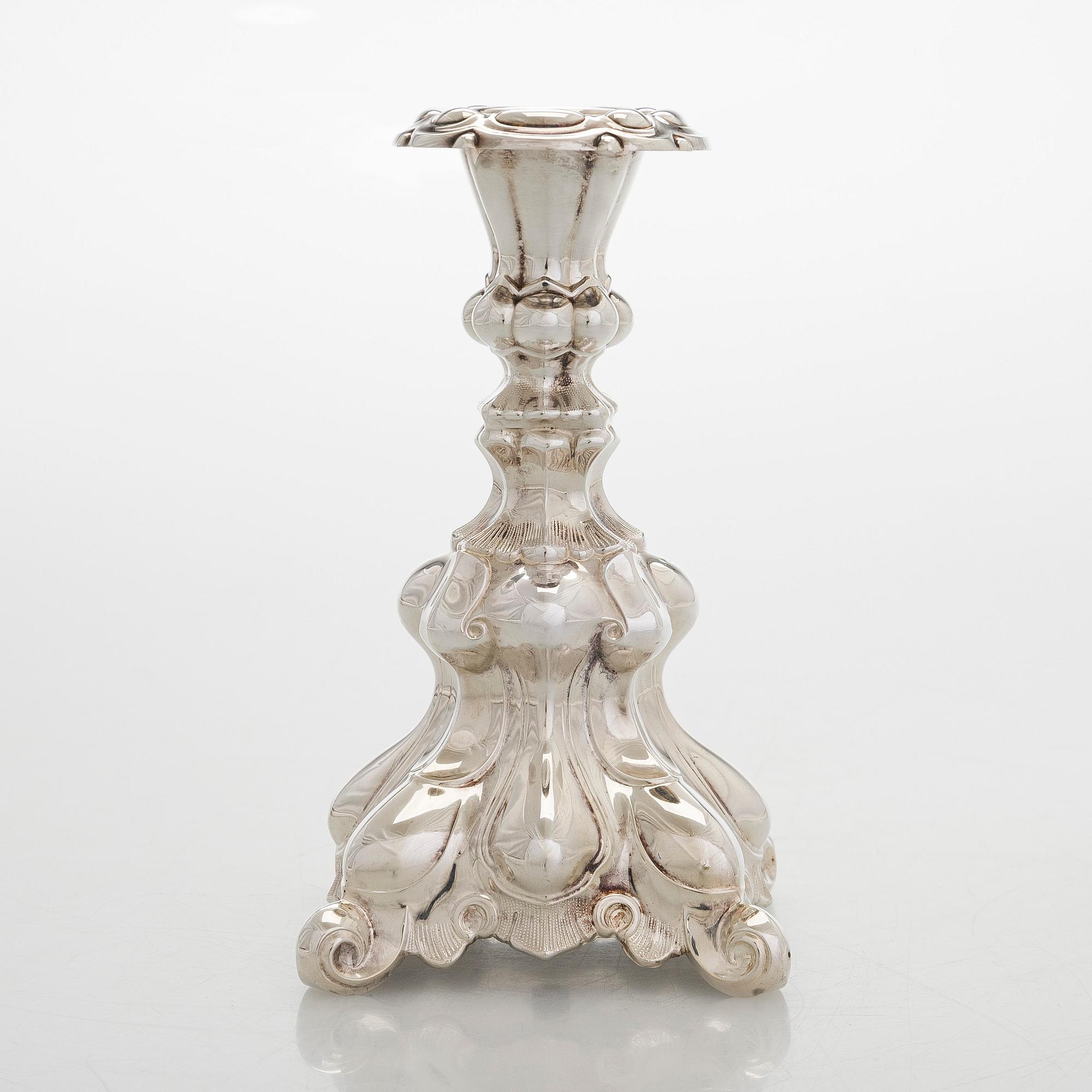 A baroque style silver candlestick, Kultakeskus, Tavastehus, 1990.