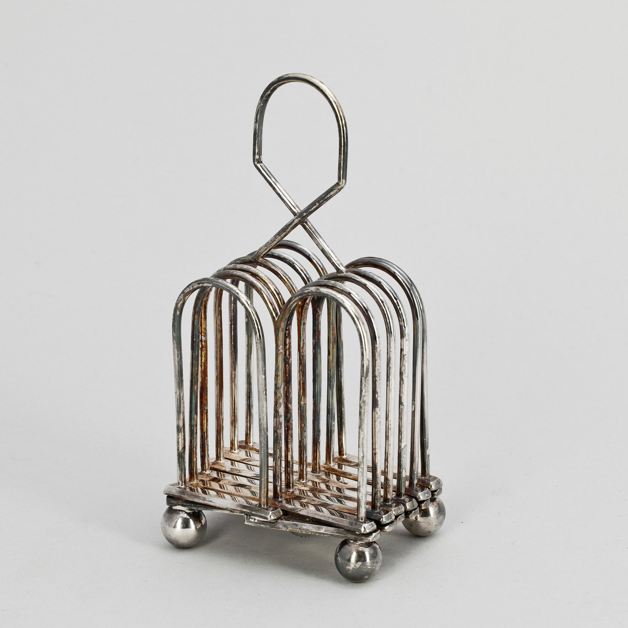 TOASTSTÄLL, nysilver, troligen England, omkr sekelskiftet 1900.