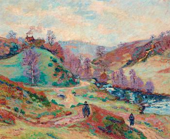 277. Armand Guillaumin, Landskap med två figurer.