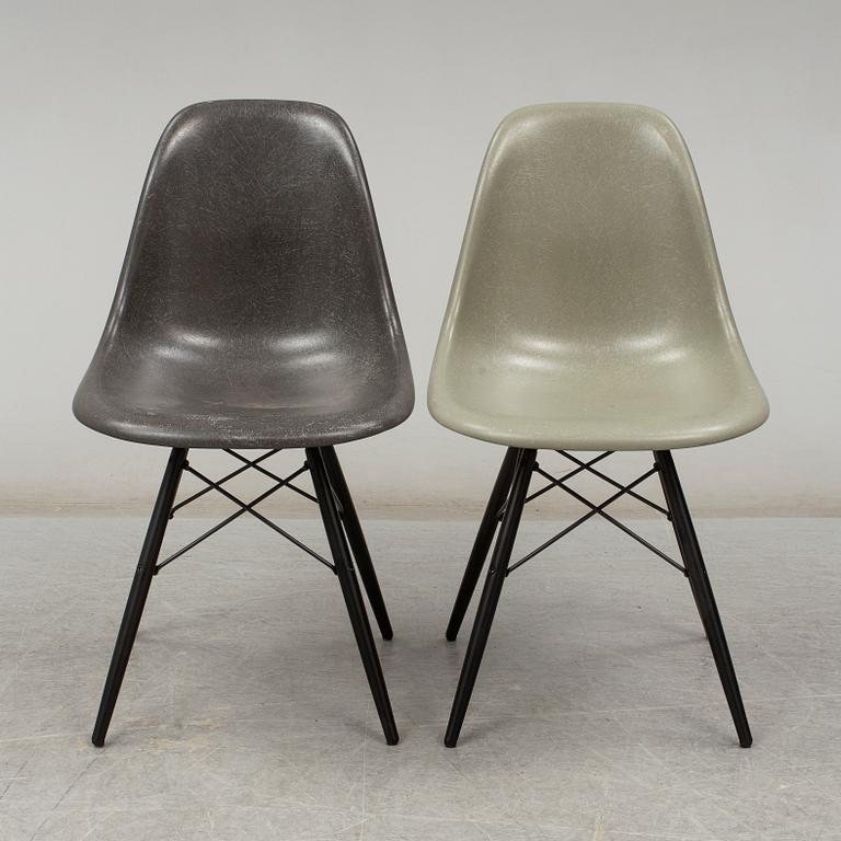 CHARLES & RAY EAMES, two 'DSW' fibreglass chairs from Vitra, 2018.