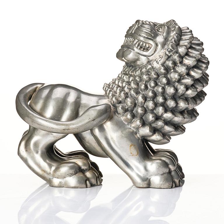 Anna Petrus, a pewter sculpture of a lion, Firma Svenskt Tenn, Stockholm, mid-20th century.