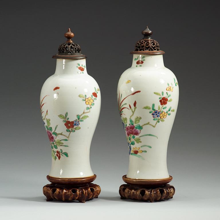 A pair of famille rose vases, Qing dynasty, Qianlong (1735-95).
