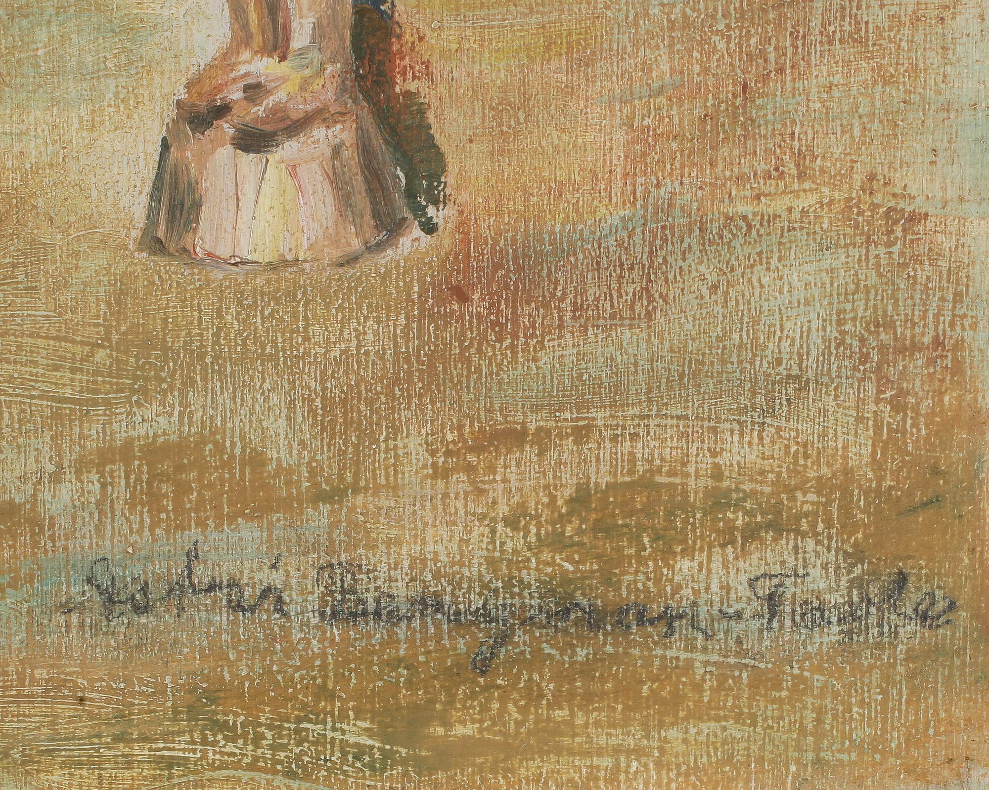 ASTRI BERGMAN-TAUBE, olja på pannå, signerad.