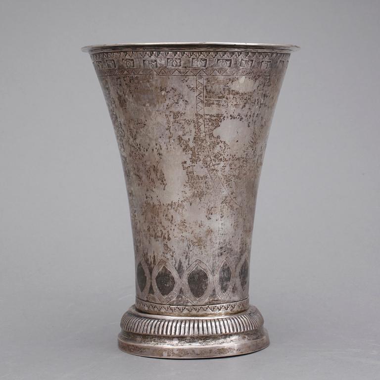 BÄGARE, silver. Arvid Wernström Eksjö, 1811. Vikt ca 415 gram.