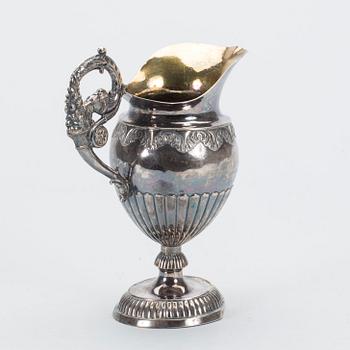 GRÄDDKANNA, silver, senempire, Olof Pehr Hallberg(1832-1862) Norrköping. 1837. Ca 140g.