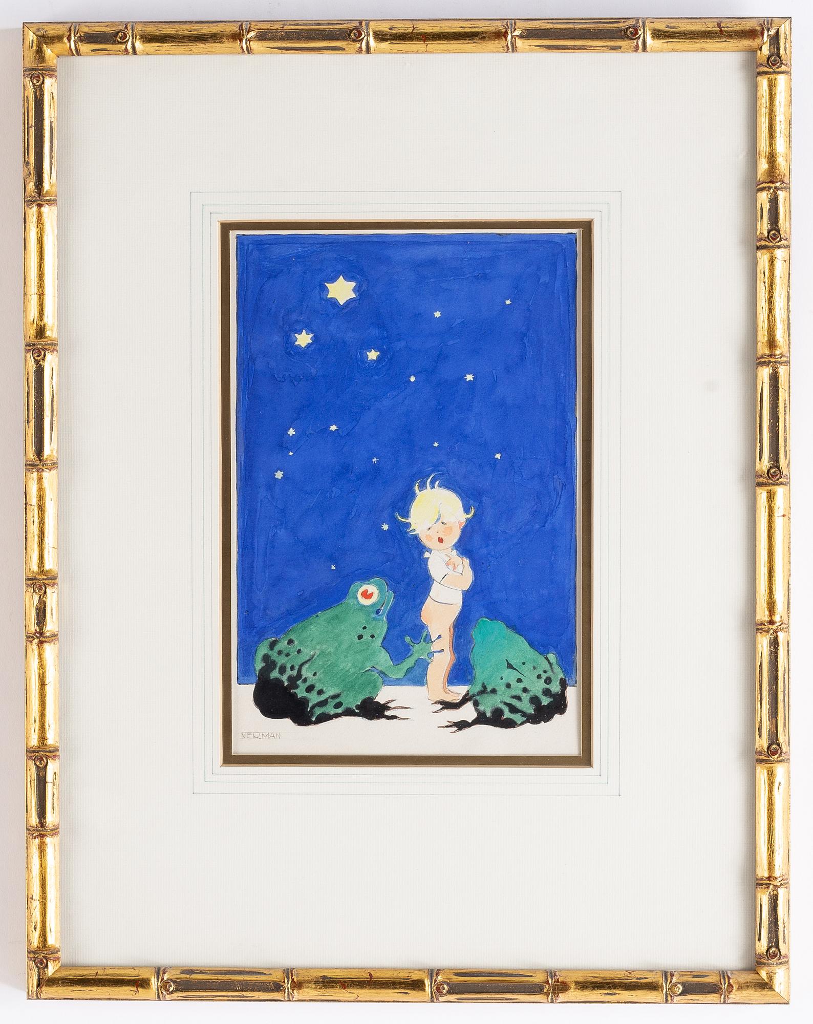 A signed mixed media by Einar Nerman.