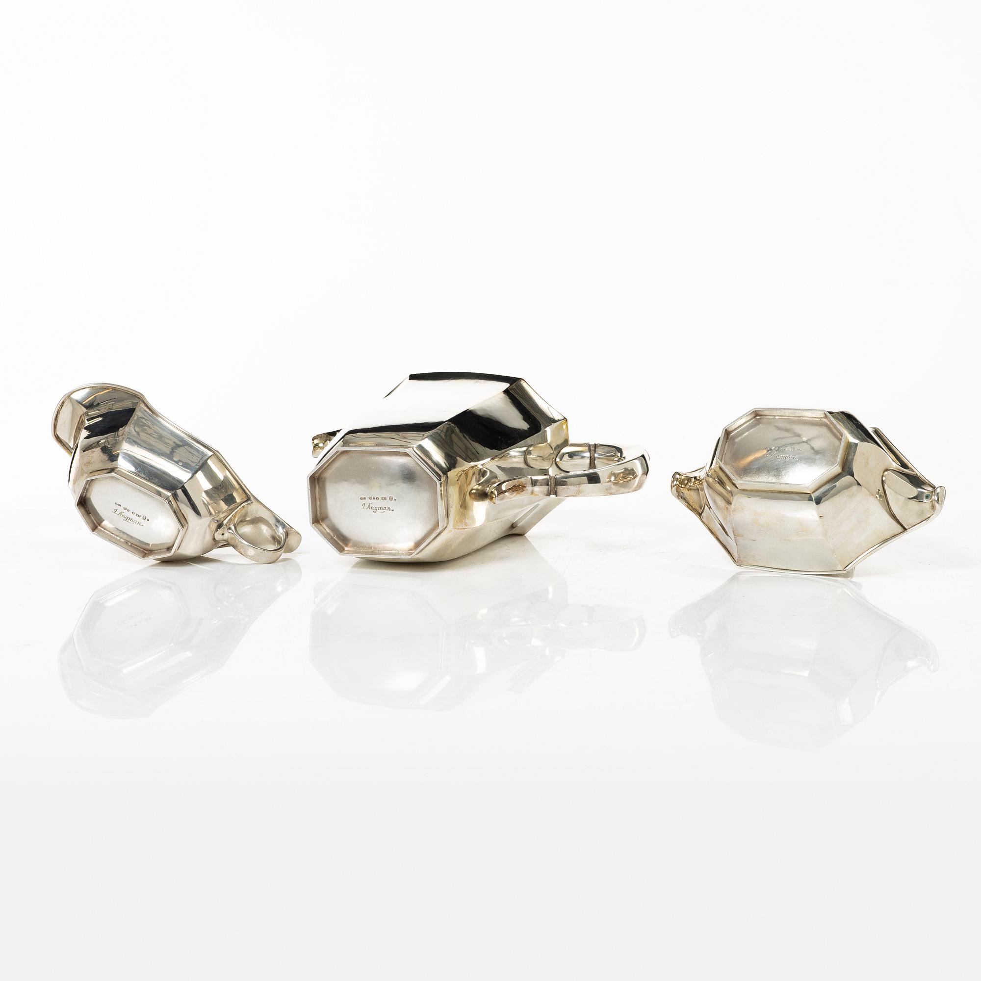 Jacob Ängman, a three-piece silver coffee service, GAB, Stockholm, 1938.