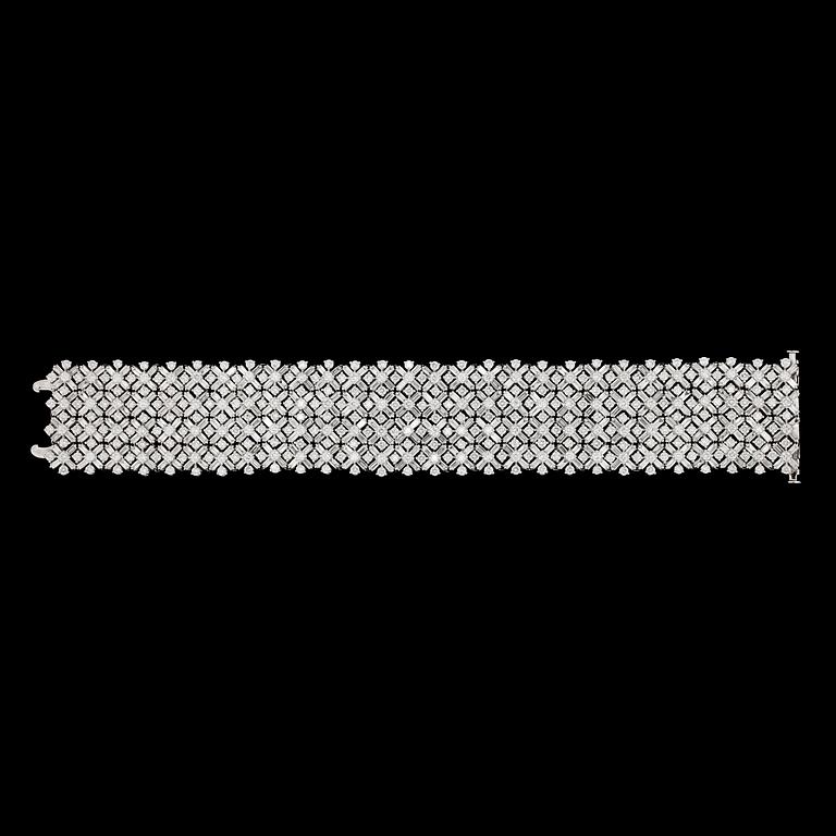 A baguette- and brilliant cut diamond bracelet, tot. 34 cts.