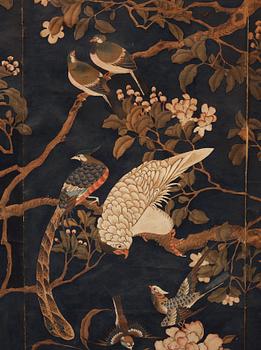 A Chinese wall paper, gouache on paper, Qing dynasty (1644-1912).