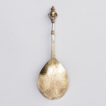 A Swedish 17th century silver-gilt spoon, mark of Johan Christophersson, Torshälla (1639-1671).