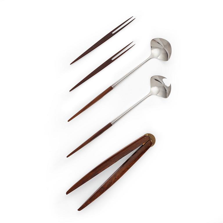 CARL M. COHR, salladsbestick, ett par,  Fredericia, Danmark 1950-60-tal, sterling och palisander.