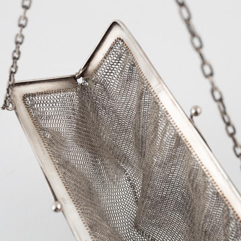 Evening bag, silver, early 20th century.