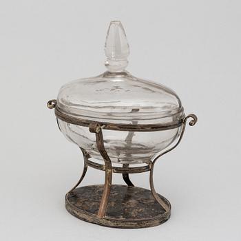 A 19th century glass and silver plated bonboniere.