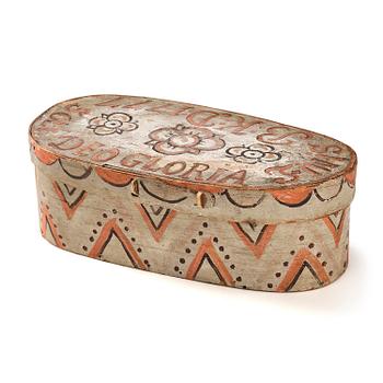 84. A Swedish painted wooden box from Halland/Småland, dated 1777.