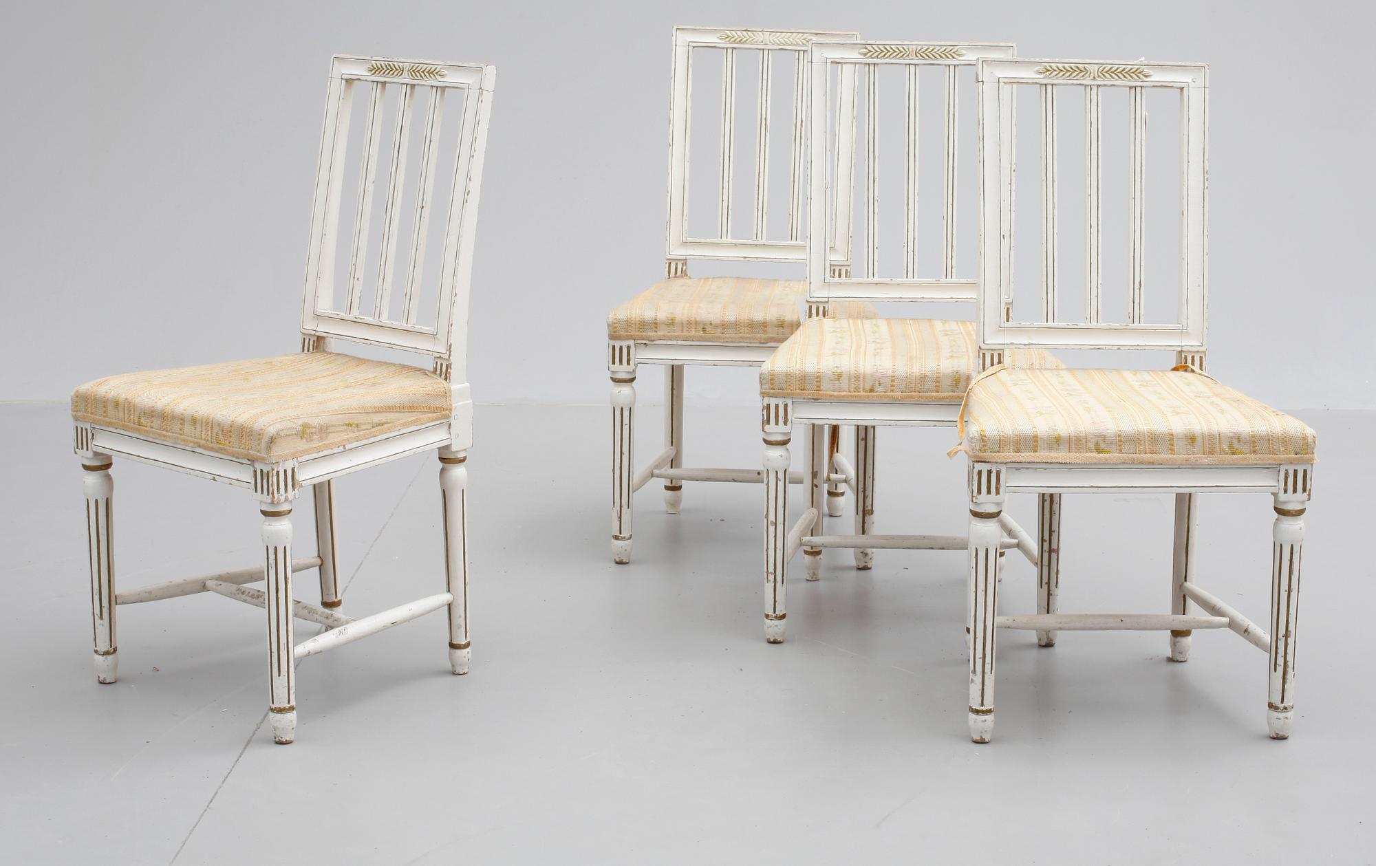 STOLAR, 4 st, gustaviansk stil, 1800-tal.