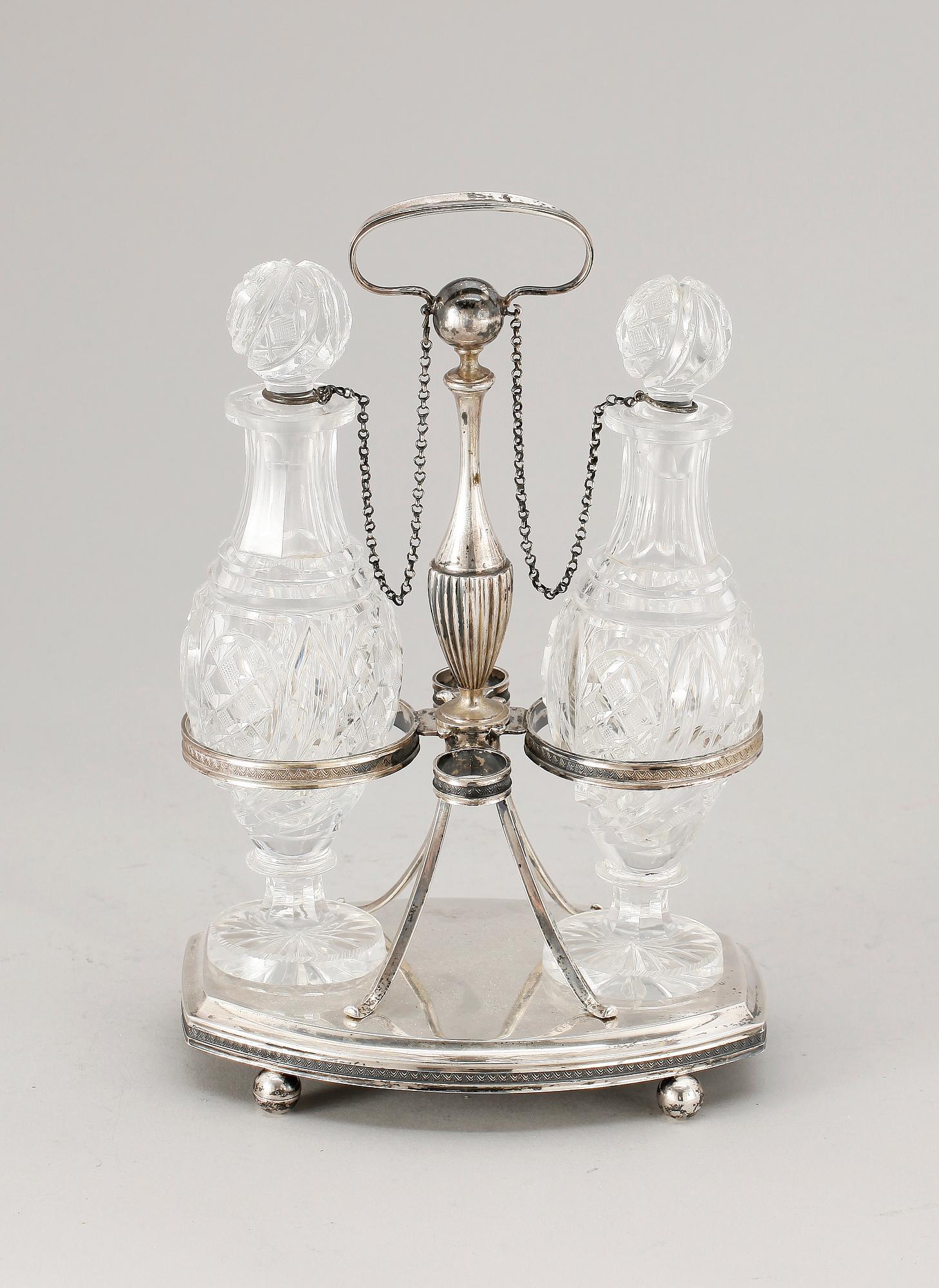BORDSSTÄLL, silver, glas, Nederländerna, 1800-tal. Silvervikt ca 450 gram.