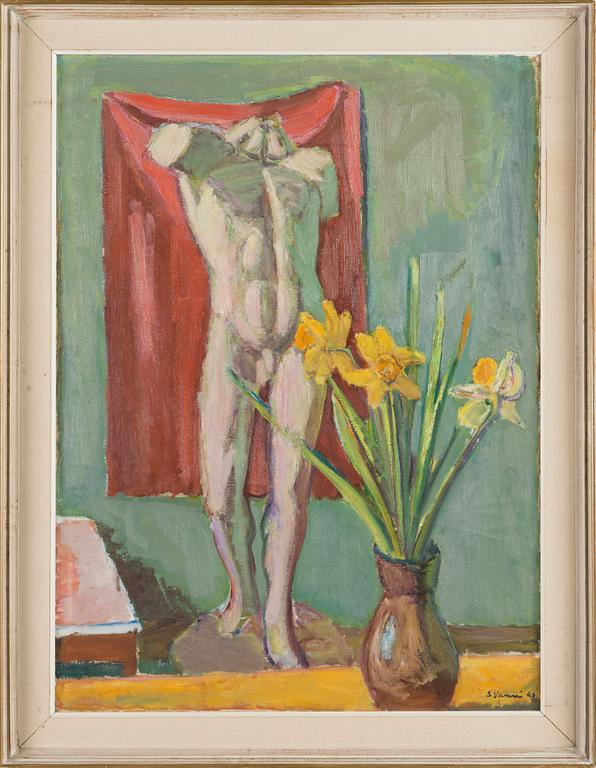 Sam Vanni, Still Life with Statue and Narcissus.