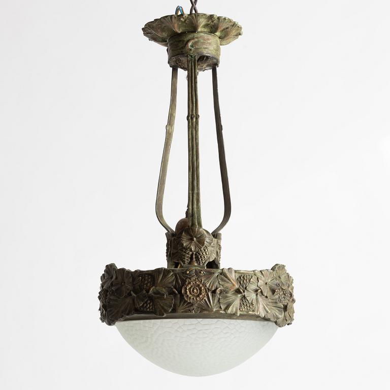 Arvid Böhlmarks Lampfabrik, a model 3853 A Art Nouveau ceiling lamp, Stockholm, 1910s.