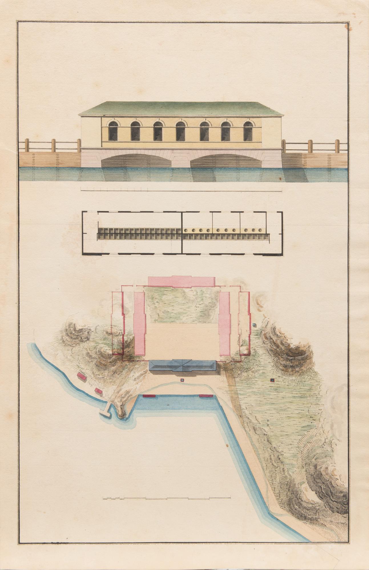 AKVARELLER/RITNINGAR, 3 st. tillskrivan Carl Ludwig Engel (1778-1840), ej signerade.