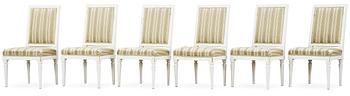 451. Six Gustavian late 18th century chairs.