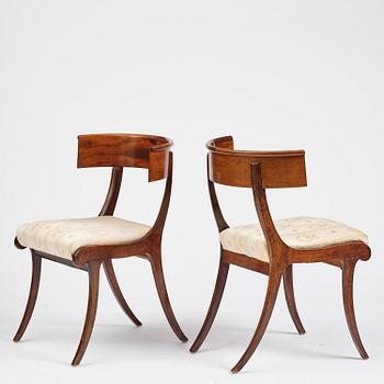 A set of six Danish Empire mahogany 'Klismos' chairs, Copenhagen, early 18th century.