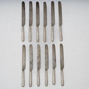 Empire, Jacob Fredric Granander, matknivar, 12 st, silver, Lidköping 1821.