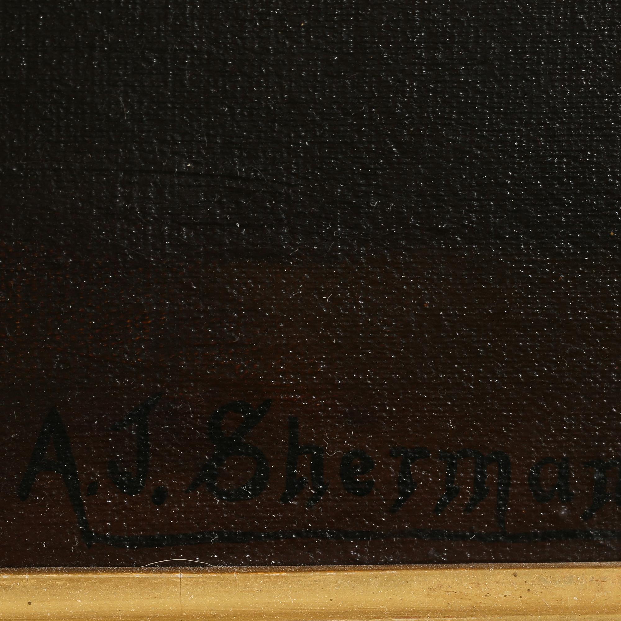 OKÄND KONSTNÄR, olja på duk, signerad A.J Sherman, 1800-tal.