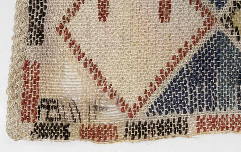 A flat weave textile 'Linneknoppen' by Märta Måås-Fjetterström, c. 77 x 37 cm, signed AB MMF.