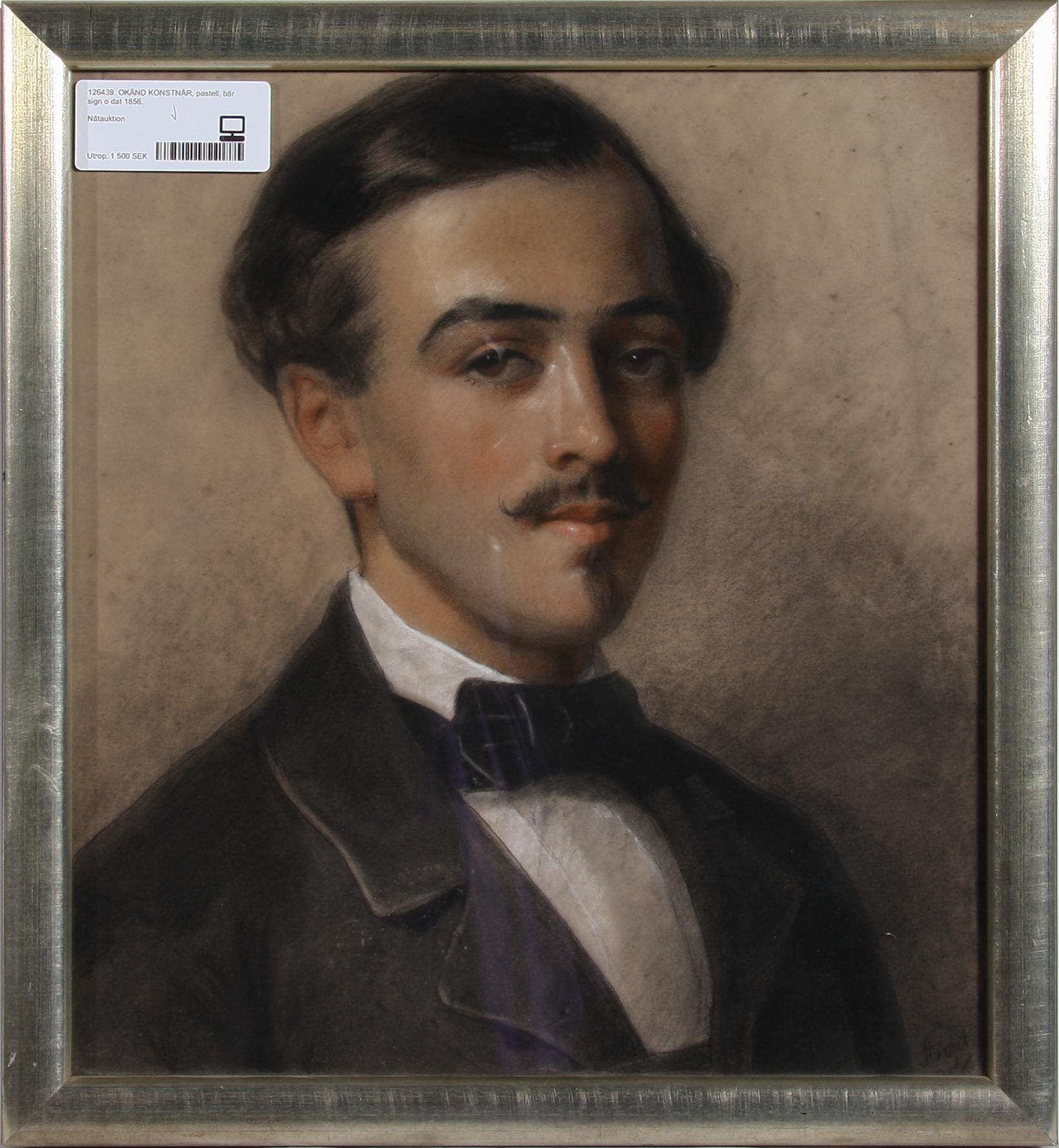 OKÄND KONSTNÄR, pastell, Frankrike, bär sign o dat 1856.