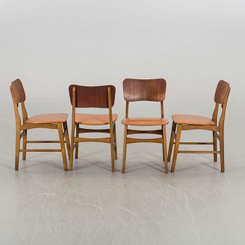 Four Ib Kofoed Larsen chairs, Denmark 1950's-60's.