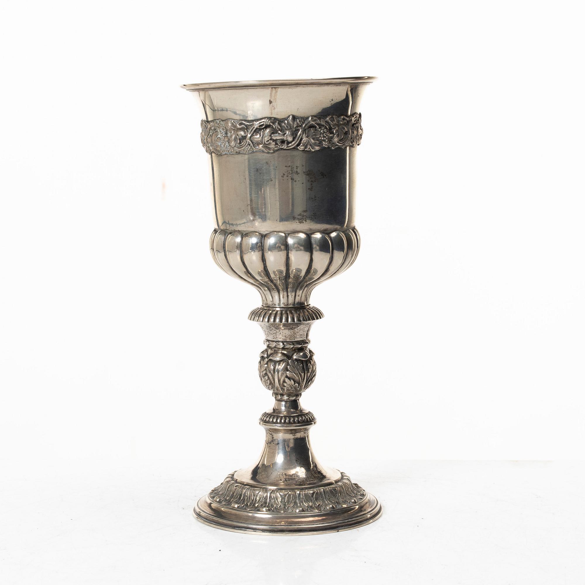 Cup and pipe, silver, one with mark of Claes Christian Carlén, Borås 1854.