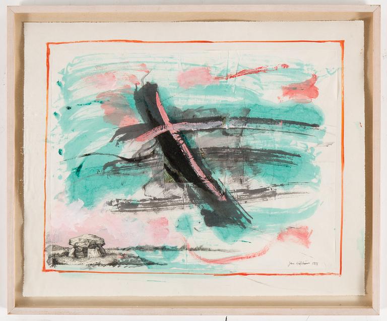 JAN HÅFSTRÖM, watercolour with collage, signed and dated 1993.