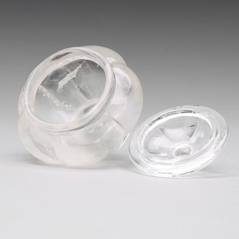 A Chinese rock crystal bowl with cover, 20th Century.