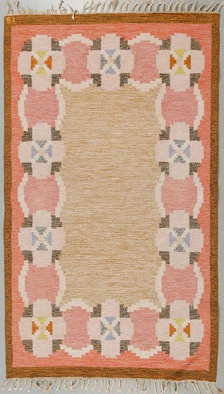 A flat weave by Ingegerd Silow, signed IS, second half of the 20th century, 204 x 138 cm.
